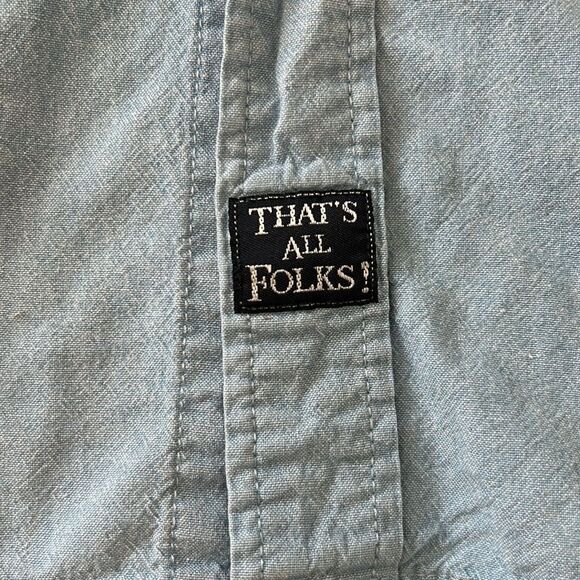 Vintage 90s Warner Brothers Longsleeve Looney Tunes Denim Buttonup Top Medium - Picture 9 of 11